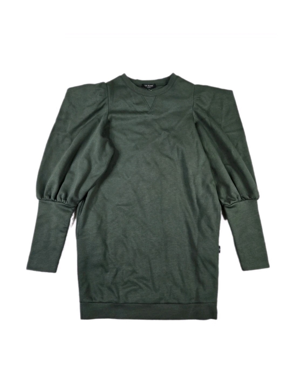 Ted Baker Puff Sleeve Imojene Mini Sweater Dress Sz 1 Oversized Small Green NWT